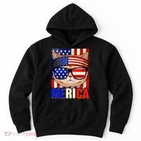 Funny American USA Flag Merica Cat Hoodie thumb 0