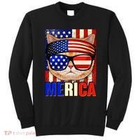 Funny American USA Flag Merica Cat Sweatshirt thumb 0