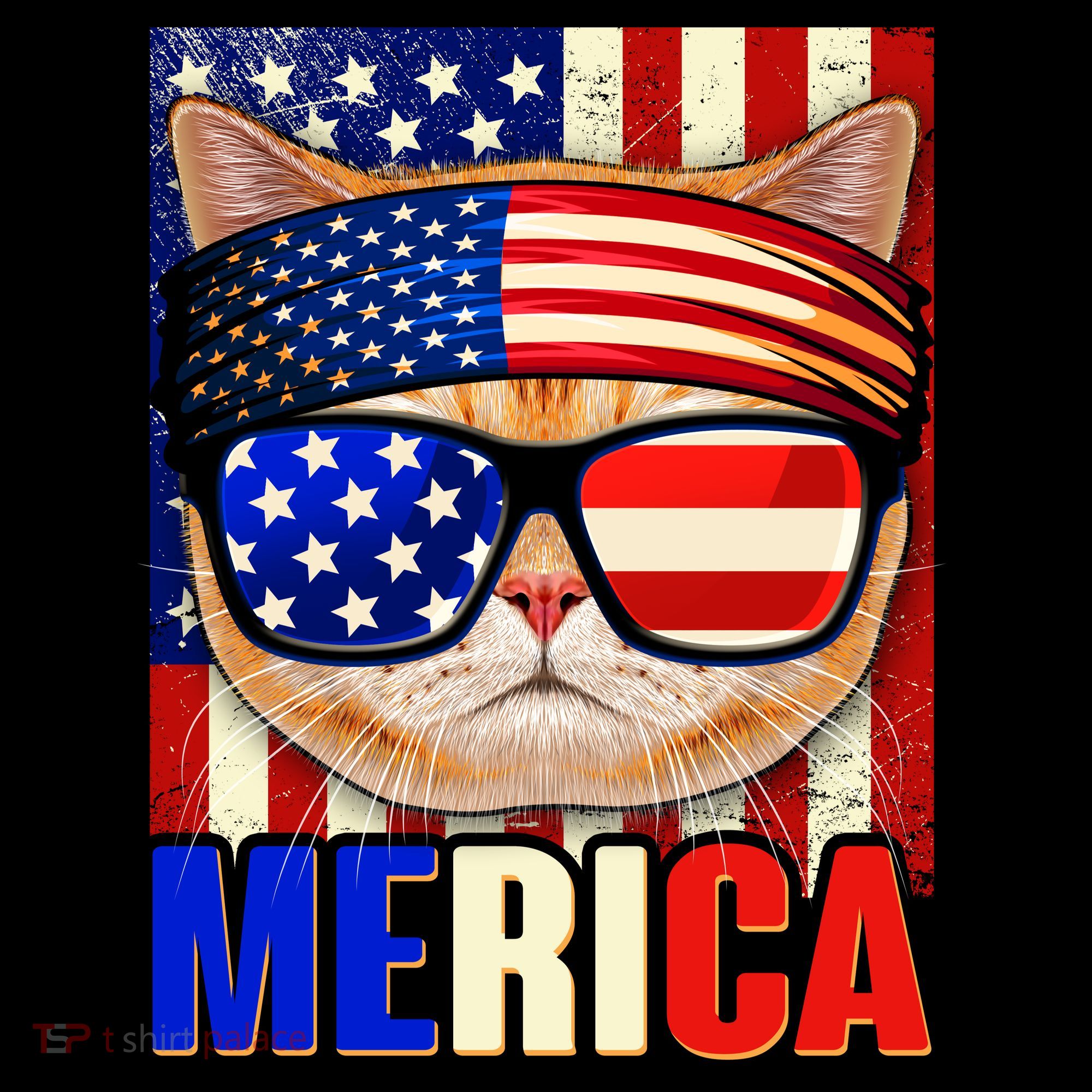 Funny American USA Flag Merica Cat Coffee Mug
