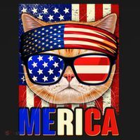 Funny American USA Flag Merica Cat Women's Hoodie thumb 2