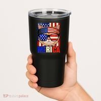 Funny American USA Flag Merica Cat Tumbler thumb 2