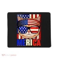Funny American USA Flag Merica Cat Mousepad thumb 0