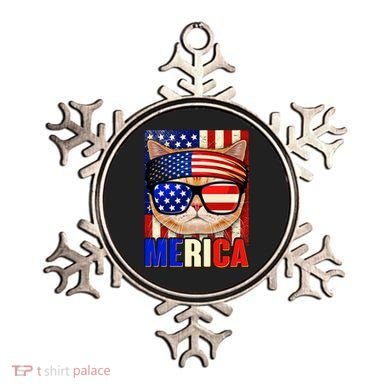 Funny American USA Flag Merica Cat Ornament