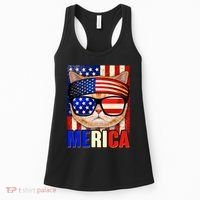 Funny American USA Flag Merica Cat Women's Tank Top thumb 0