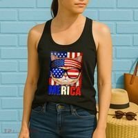 Funny American USA Flag Merica Cat Women's Tank Top thumb 2