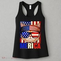 Funny American USA Flag Merica Cat Women's Tank Top thumb 3