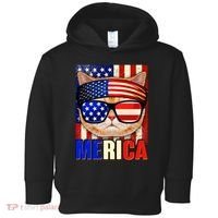 Funny American USA Flag Merica Cat Toddler Hoodie thumb 0