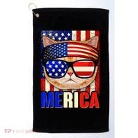 Funny American USA Flag Merica Cat Golf Towel thumb 0
