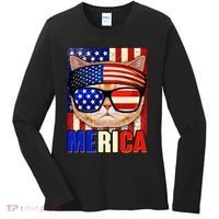 Funny American USA Flag Merica Cat Women's Long Sleeve Shirt thumb 0