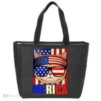 Funny American USA Flag Merica Cat Tote Bag thumb 0