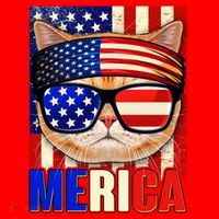 Funny American USA Flag Merica Cat Santa Hat thumb 1