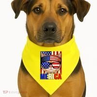 Funny American USA Flag Merica Cat USA-Made Doggie Bandana thumb 1