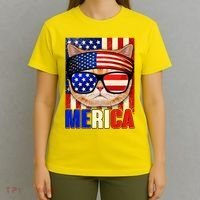 Funny American USA Flag Merica Cat T-Shirt thumb 4