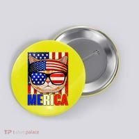 Funny American USA Flag Merica Cat Button thumb 0