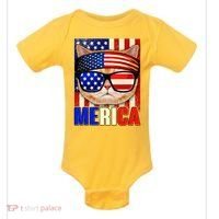 Funny American USA Flag Merica Cat Baby Bodysuit thumb 0