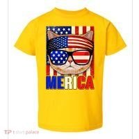 Funny American USA Flag Merica Cat Toddler T-Shirt thumb 0