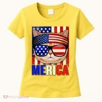 Funny American USA Flag Merica Cat Women's T-Shirt thumb 0
