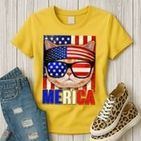 Funny American USA Flag Merica Cat Women's T-Shirt thumb 3