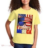 Funny American USA Flag Merica Cat Kids T-Shirt thumb 2