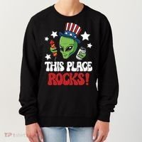 Funny Alien Uncle Sam Rocks Fireworks Party Gift Women's Sweatshirt thumb 0