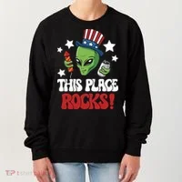 Funny Alien Uncle Sam Rocks Fireworks Party Gift Women's Sweatshirt thumb 0
