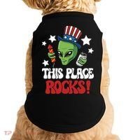 Funny Alien Uncle Sam Rocks Fireworks Party Gift Doggie Tank thumb 0