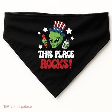 Funny Alien Uncle Sam Rocks Fireworks Party Gift USA-Made Doggie Bandana