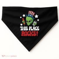 Funny Alien Uncle Sam Rocks Fireworks Party Gift USA-Made Doggie Bandana thumb 0