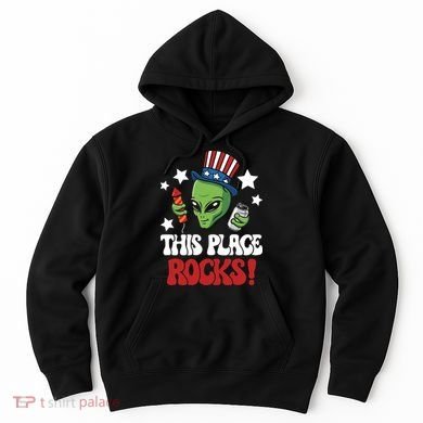 Funny Alien Uncle Sam Rocks Fireworks Party Gift Hoodie