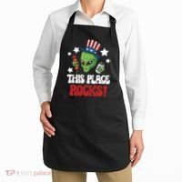 Funny Alien Uncle Sam Rocks Fireworks Party Gift Apron thumb 2