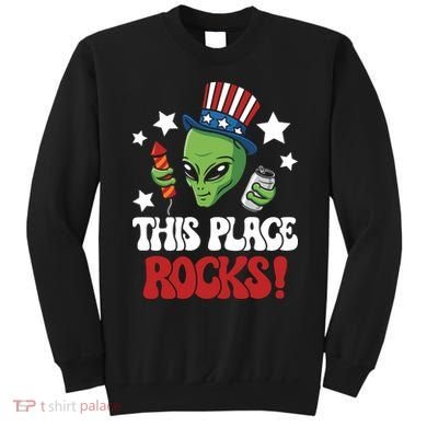 Funny Alien Uncle Sam Rocks Fireworks Party Gift Sweatshirt
