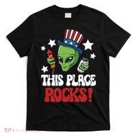 Funny Alien Uncle Sam Rocks Fireworks Party Gift T-Shirt thumb 0
