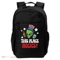 Funny Alien Uncle Sam Rocks Fireworks Party Gift Backpack thumb 0