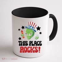 Funny Alien Uncle Sam Rocks Fireworks Party Gift Coffee Mug thumb 1