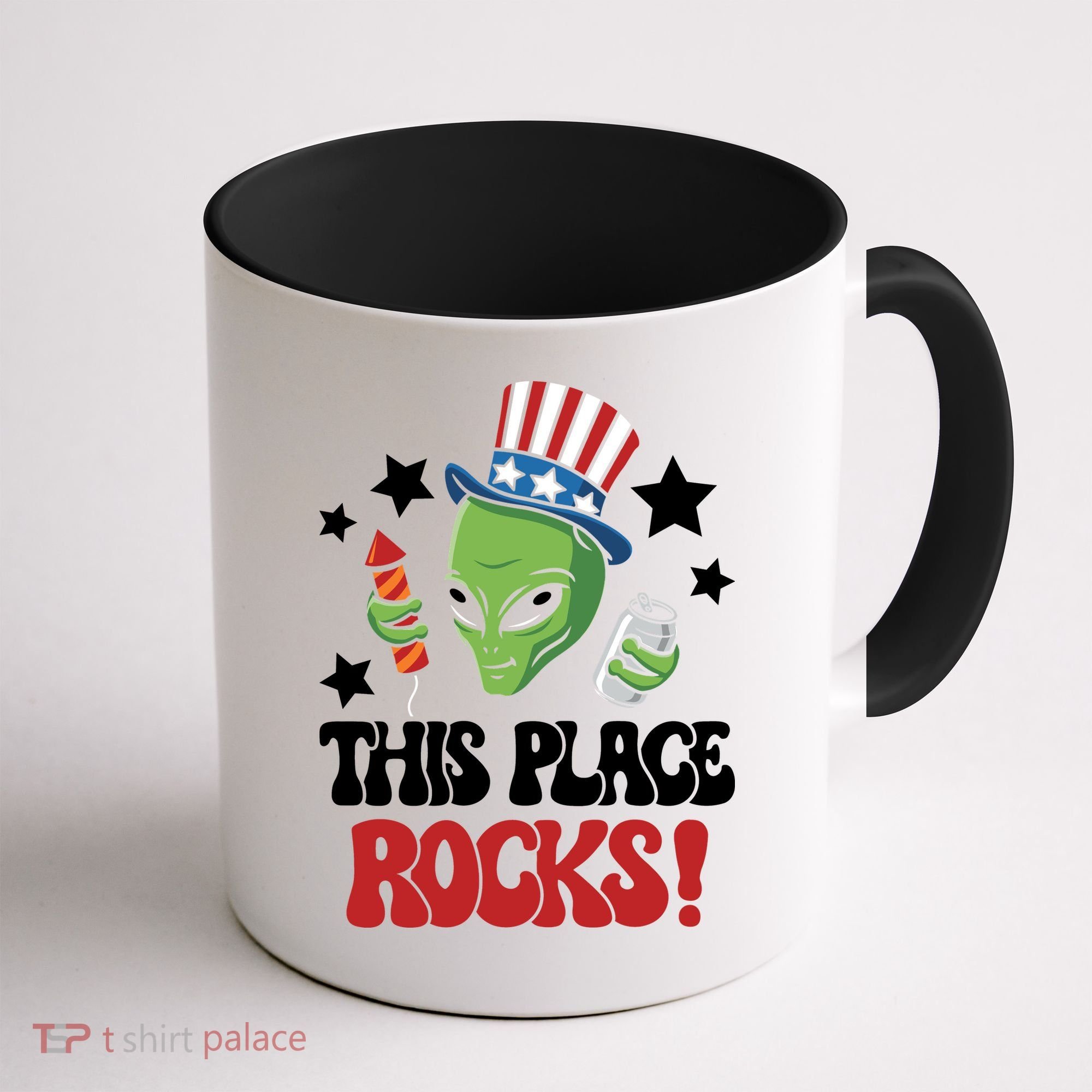 Funny Alien Uncle Sam Rocks Fireworks Party Gift Coffee Mug