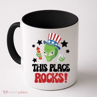 Funny Alien Uncle Sam Rocks Fireworks Party Gift Coffee Mug