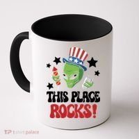 Funny Alien Uncle Sam Rocks Fireworks Party Gift Coffee Mug thumb 0