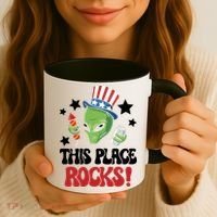Funny Alien Uncle Sam Rocks Fireworks Party Gift Coffee Mug thumb 3