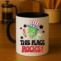 Funny Alien Uncle Sam Rocks Fireworks Party Gift Coffee Mug thumb 4