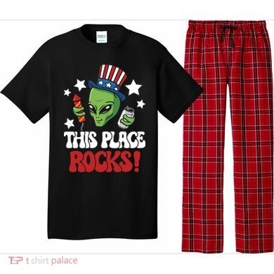 Funny Alien Uncle Sam Rocks Fireworks Party Gift Pajama Set