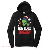 Funny Alien Uncle Sam Rocks Fireworks Party Gift Women's Hoodie thumb 0