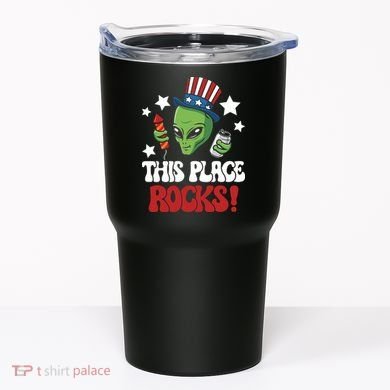 Funny Alien Uncle Sam Rocks Fireworks Party Gift Tumbler