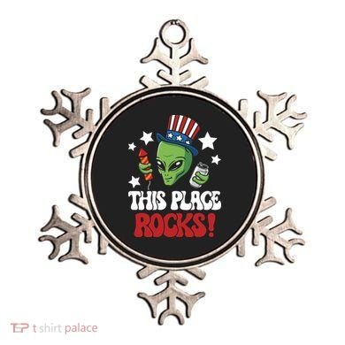 Funny Alien Uncle Sam Rocks Fireworks Party Gift Ornament