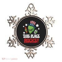 Funny Alien Uncle Sam Rocks Fireworks Party Gift Ornament thumb 0