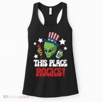 Funny Alien Uncle Sam Rocks Fireworks Party Gift Women's Tank Top thumb 0