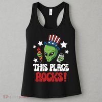 Funny Alien Uncle Sam Rocks Fireworks Party Gift Women's Tank Top thumb 3