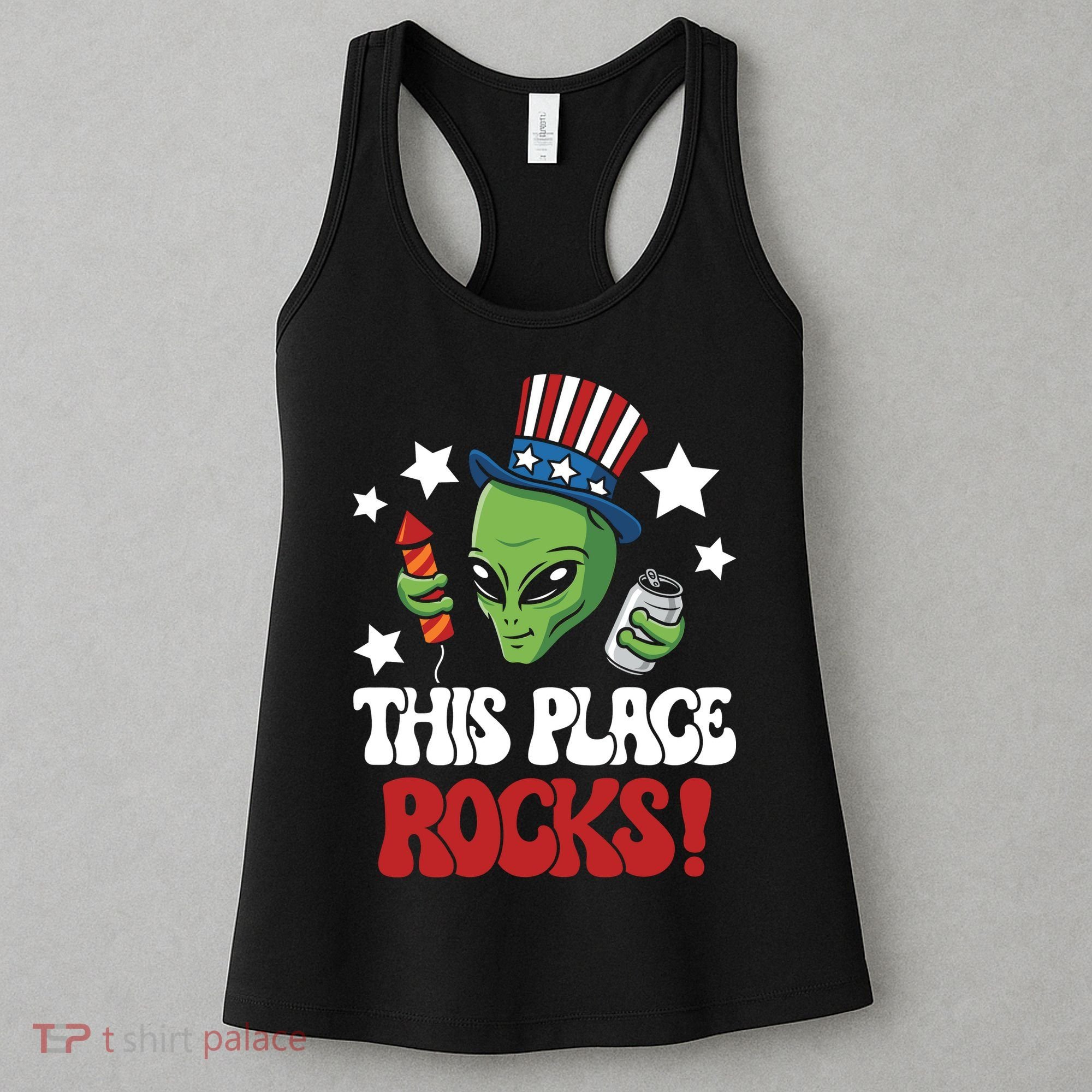 Funny Alien Uncle Sam Rocks Fireworks Party Gift Women's Tank Top