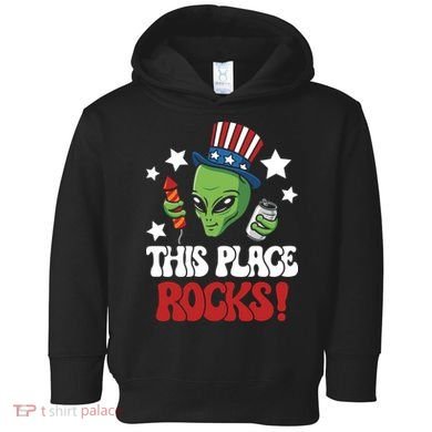 Funny Alien Uncle Sam Rocks Fireworks Party Gift Toddler Hoodie