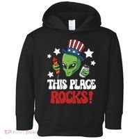 Funny Alien Uncle Sam Rocks Fireworks Party Gift Toddler Hoodie thumb 0