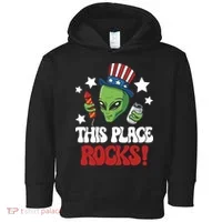 Funny Alien Uncle Sam Rocks Fireworks Party Gift Toddler Hoodie thumb 0